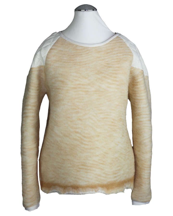 Pullover zum Wenden Seide Mohair Handstrick beige