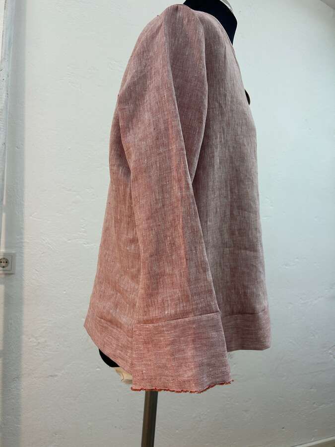Blusenshirt Bioleinen, rotmelange_03