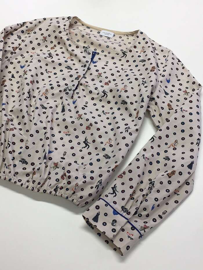 Bluse Rundhals Baumwolle Vinyl