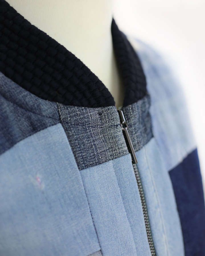 Jacke aus Jeansresten / Baumwolle, mit Bündchen, blau_01