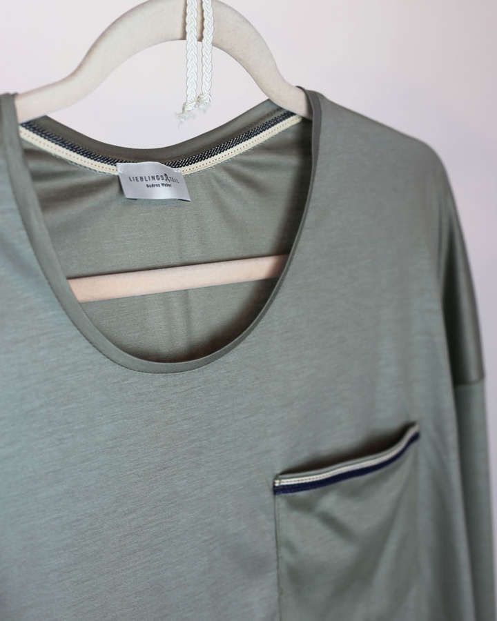 T-Shirt // Jersey Baumwolle, 3/4 Arm, schiefergrün_01