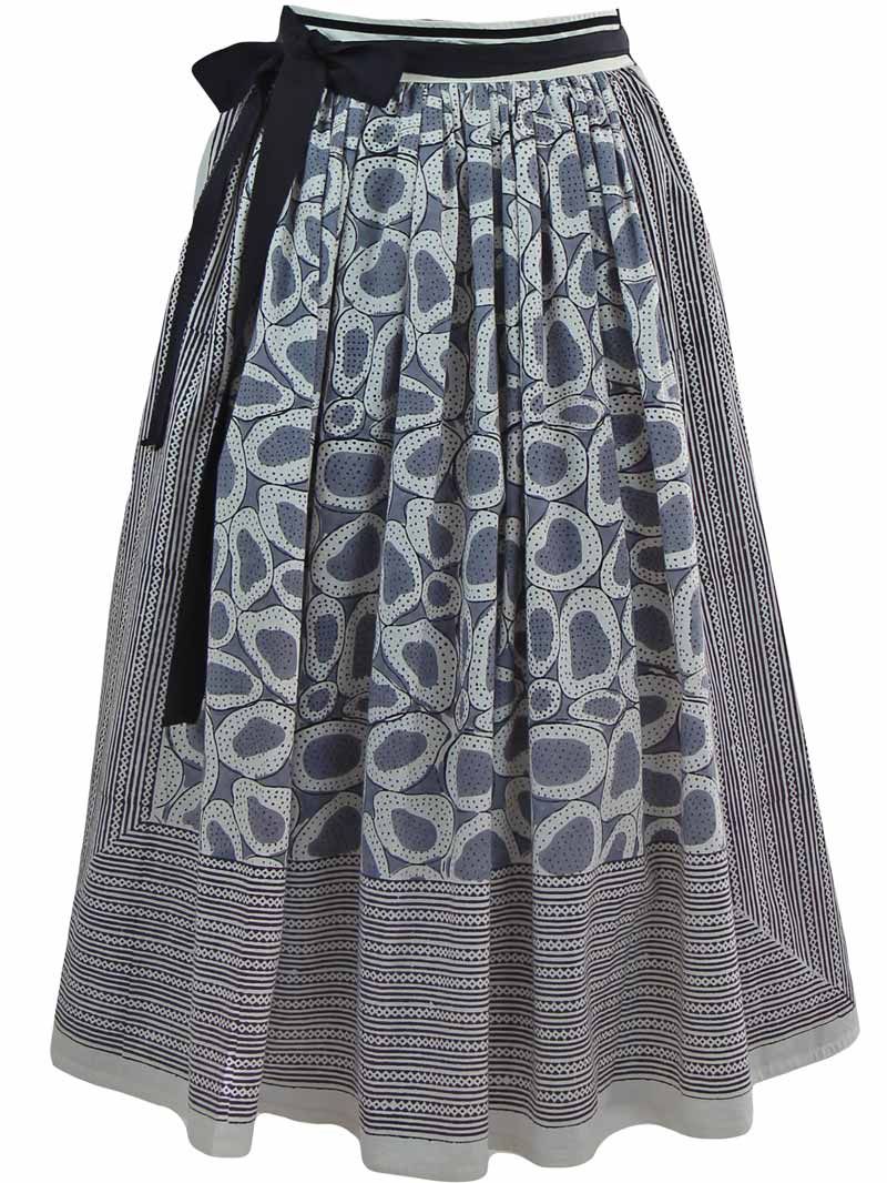 Dirndl-Schürze, Baumwolle, grau / ecru