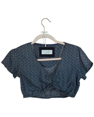 Bluse, Dirndlbluse / Seide mit Print, grau