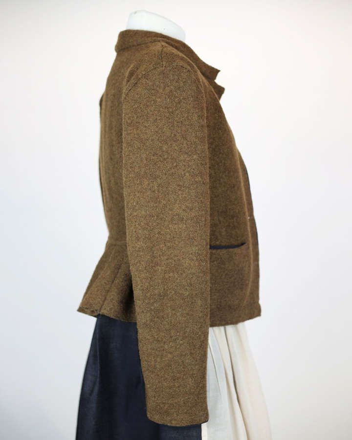 Walkjacke aus reiner Wolle mit Taschen und Schößchen, braunmélange_04