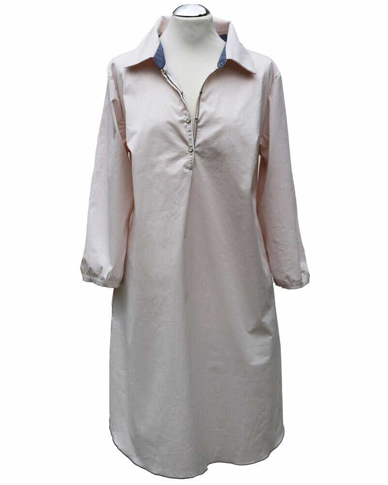 Hemdblusenkleid uni rosa in Poplin