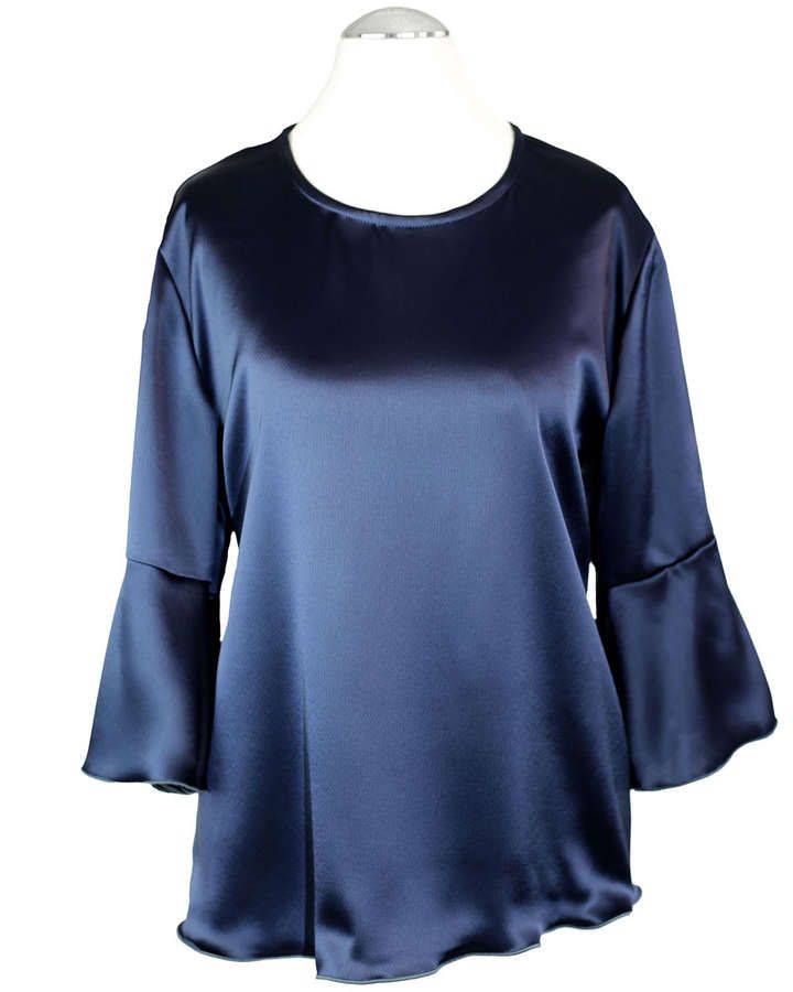 Bluse aus Seidensatin, dunkelblau