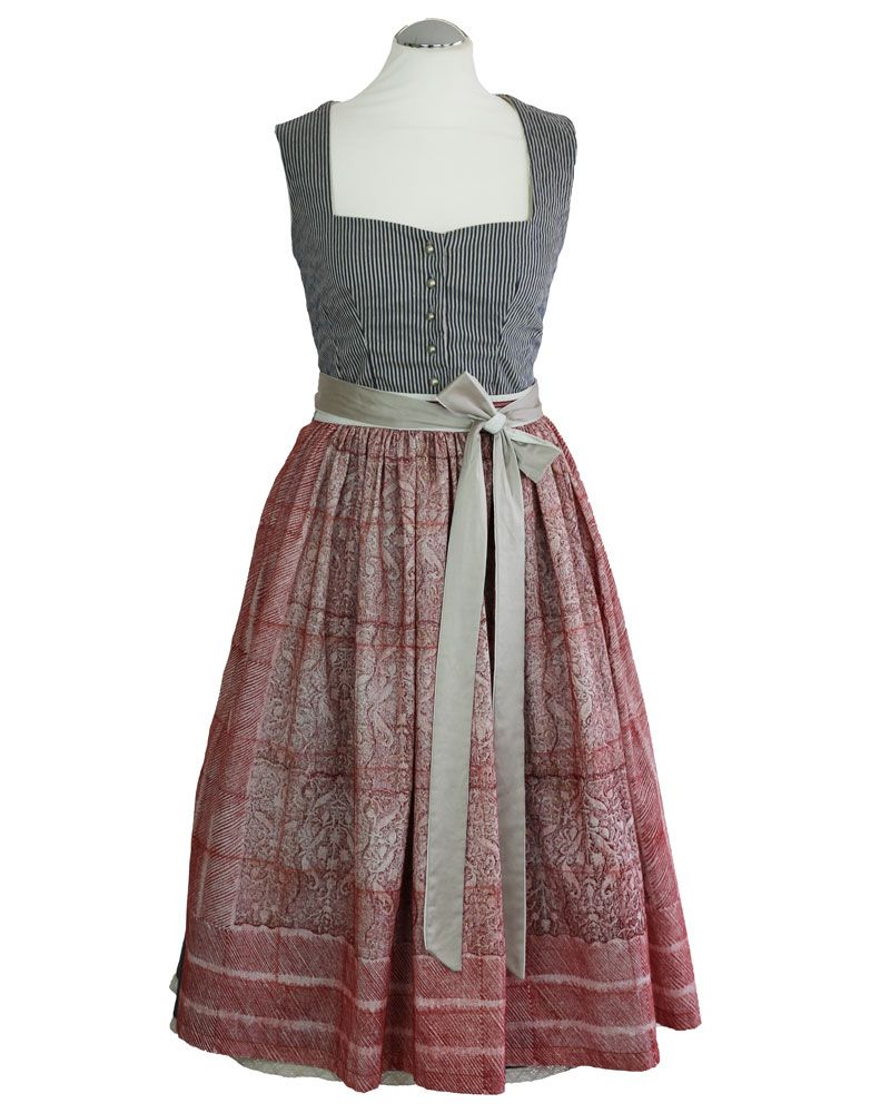 Dirndl mit Schürze, Baumwollstretch, gestreift